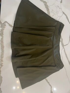 Olive Green Pleated Mini Skirt